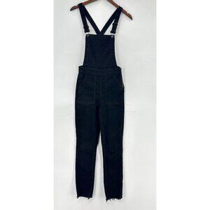 Madewell Denim Overall Womens Skinny Raw Hem Pockets Adjustable Straps Black XS
